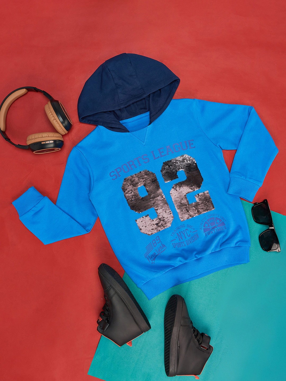

Pantaloons Junior Boys Typography Printed Cotton Sweatshirt, Blue