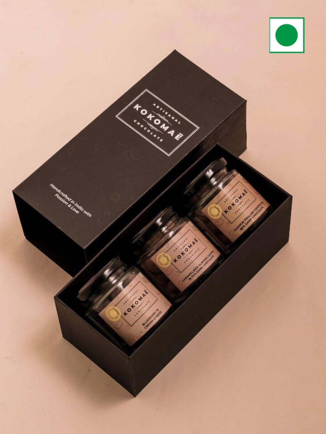 

Kokomae Artisanal Chocolate Dragees Coated Indian Chocolate Gift-220gm, Black