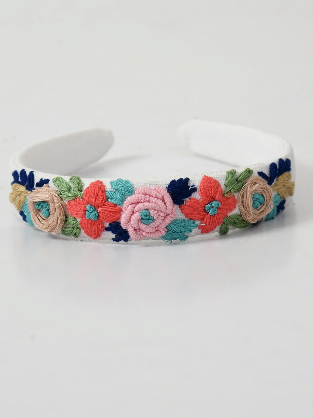 

Bella Moda Floral Embroidered head band, White