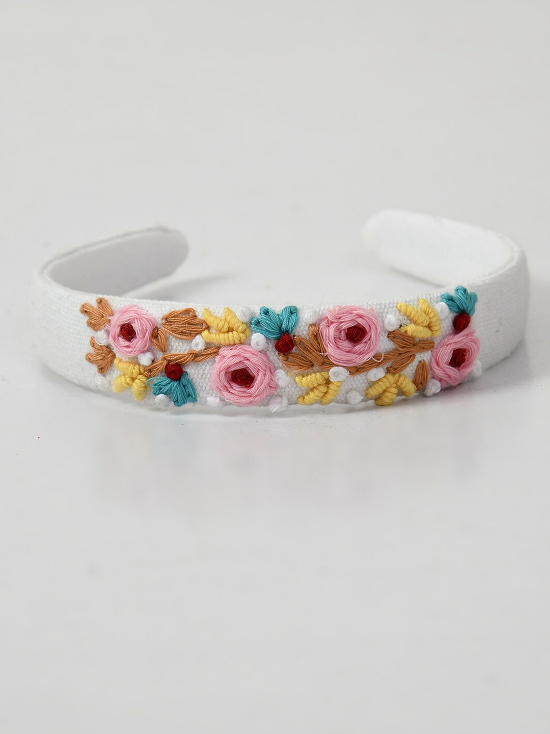 

Bella Moda Floral Embroidered head band, White