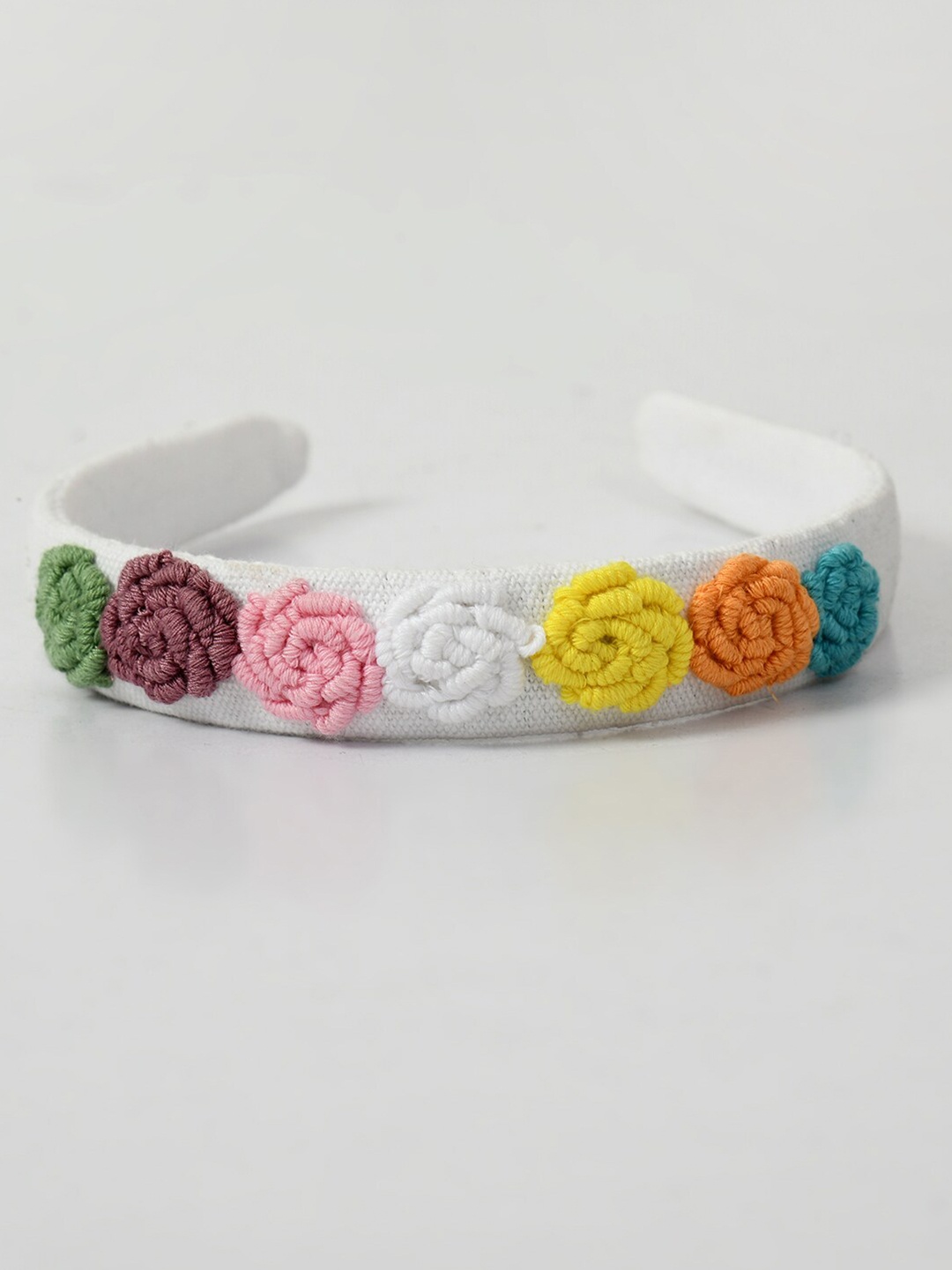 

Bella Moda Floral Embroidered head band, White