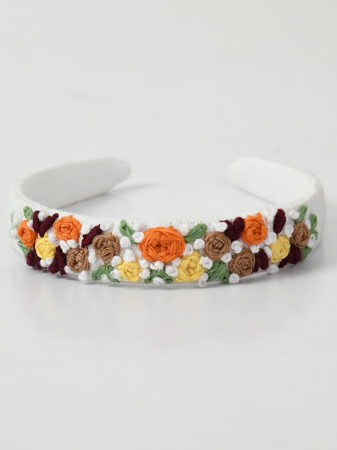 

Bella Moda Floral Embroidered head band, White