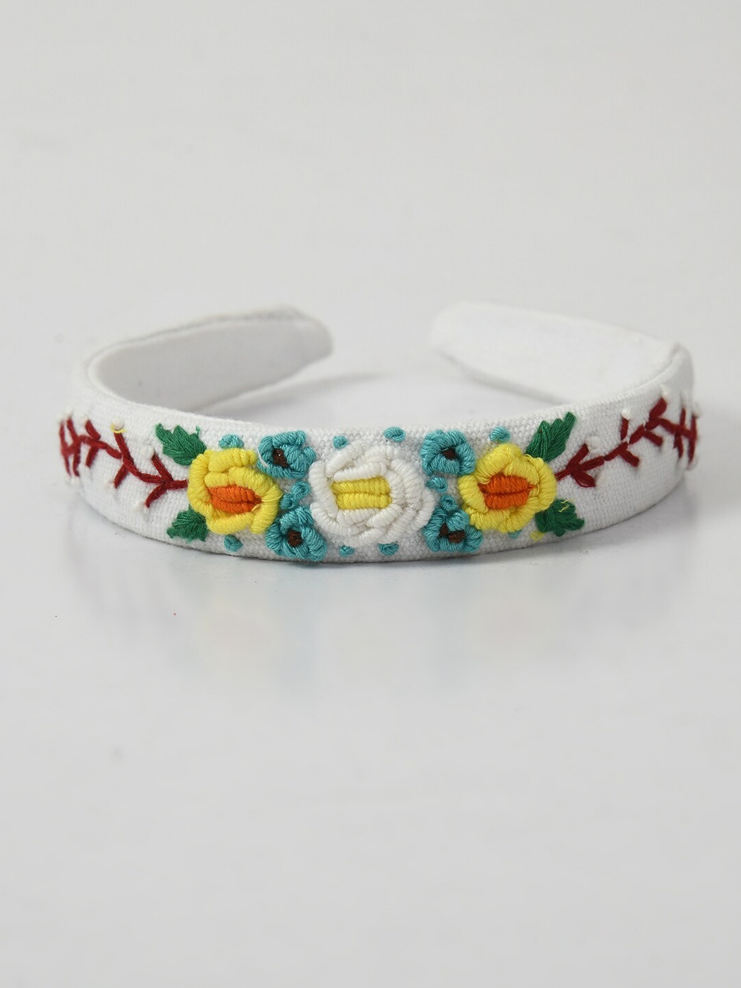 

Bella Moda Floral Embroidered head band, White