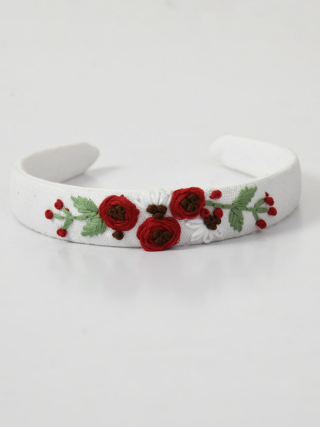 

Bella Moda Floral Embroidered head band, White
