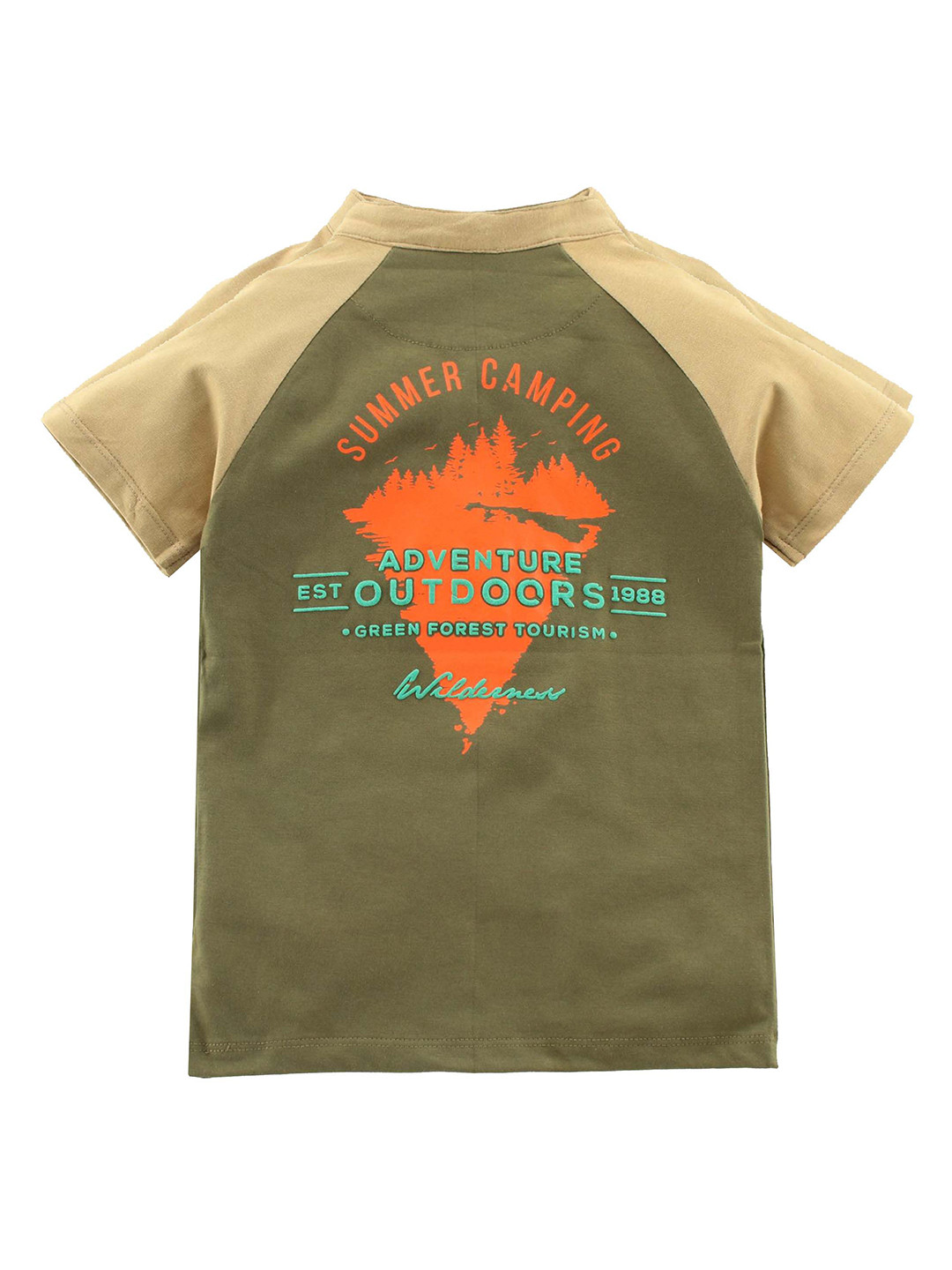 

JusCubs Boys Typography Printed Henley Neck Cotton T-shirt, Olive