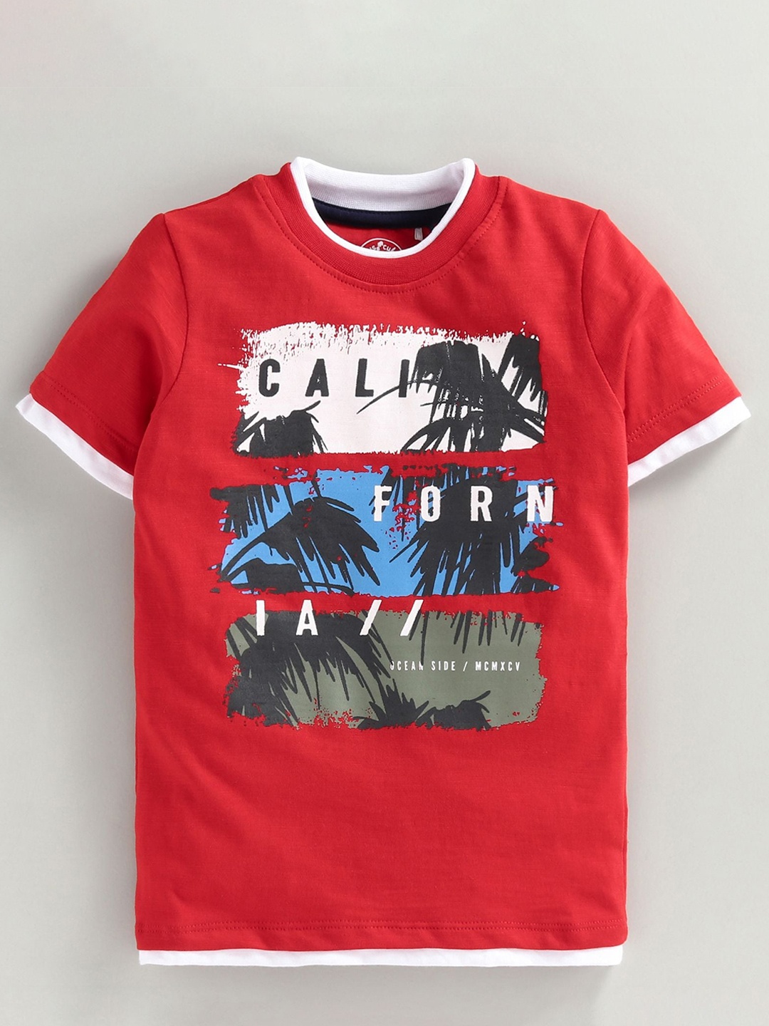 

JusCubs Boys Printed Cotton T-shirt, Red