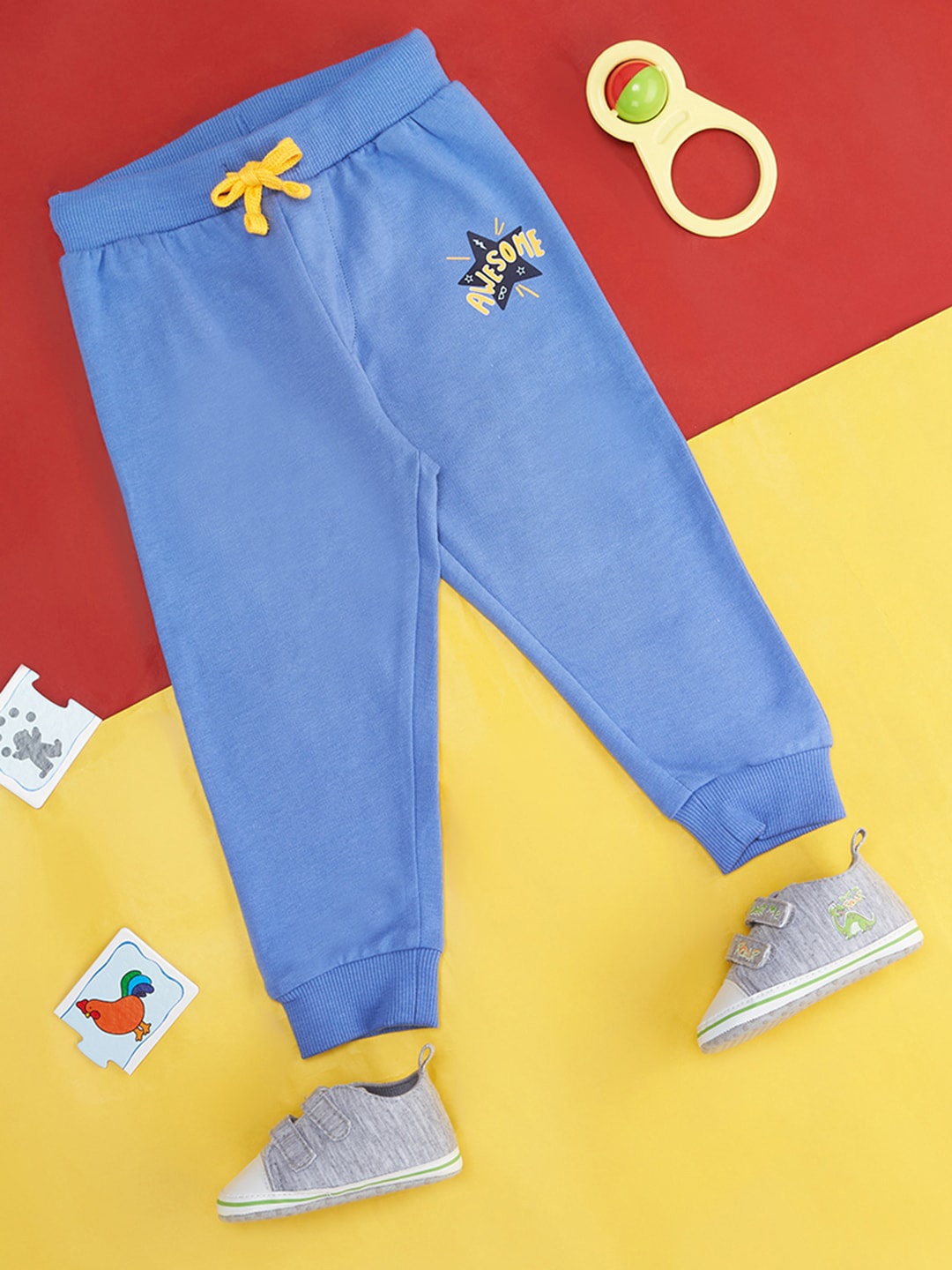 

Pantaloons Baby Infant Boys Regular Fit Mid-Rise Cotton Joggers, Blue
