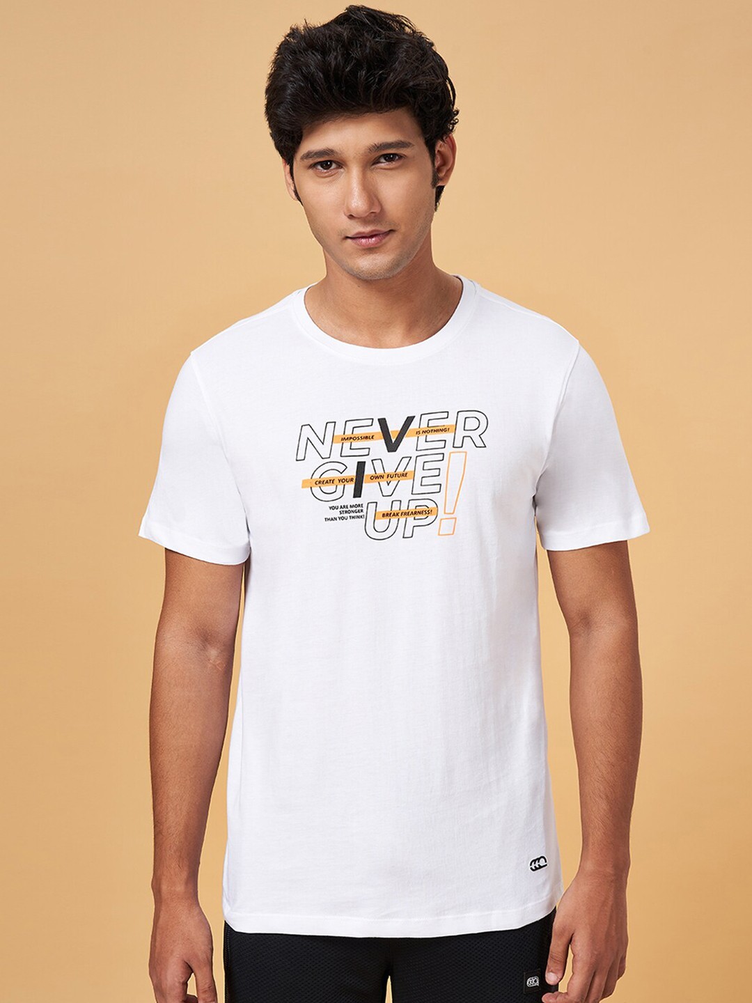 

Ajile by Pantaloons Typography Printed Cotton Slim Fit T-shirt, White