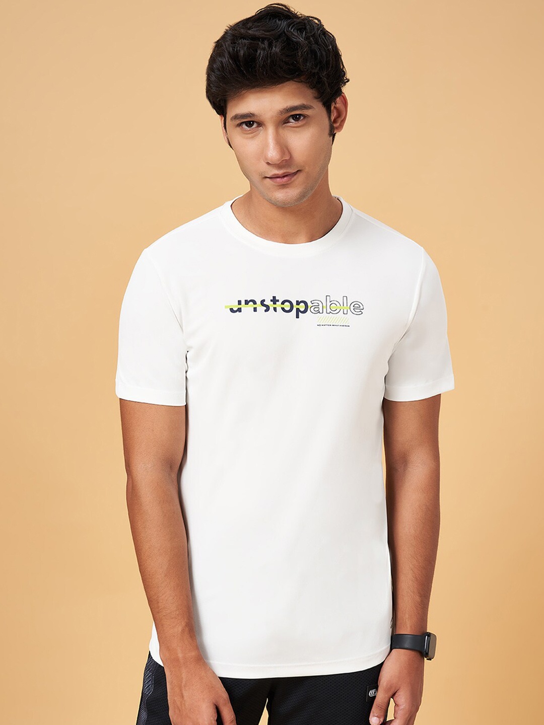 

Ajile by Pantaloons Typography Printed Slim Fit Round Neck T-Shirt, White