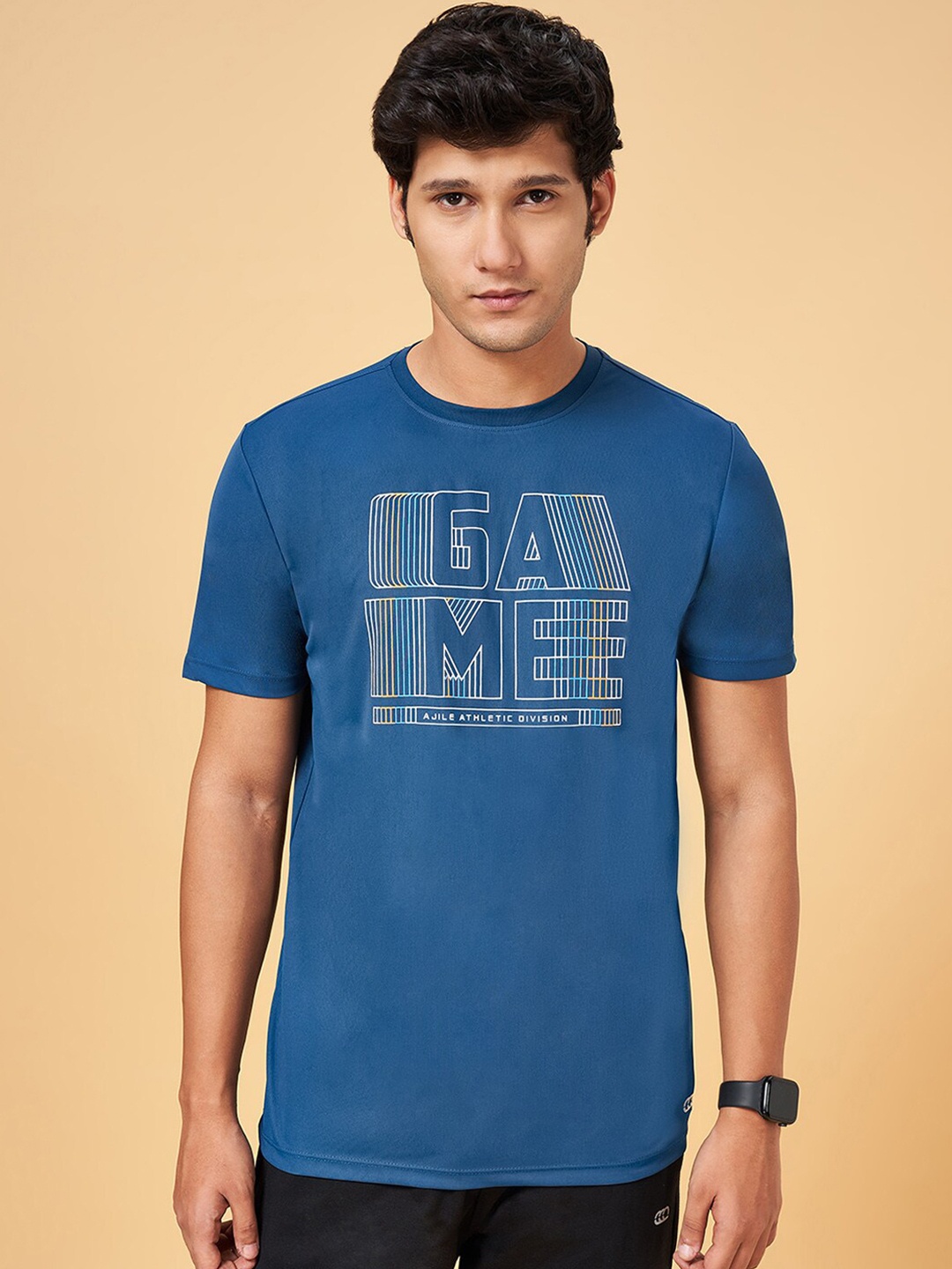 

Ajile by Pantaloons Typography Printed Slim Fit T-shirt, Teal