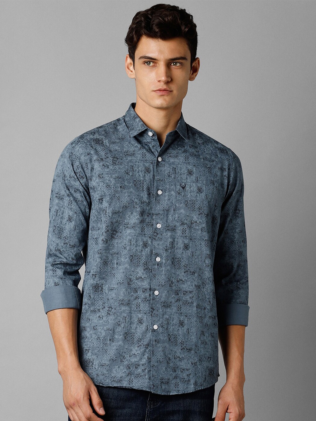 

Allen Solly Abstract Printed Slim Fit Pure Cotton Casual Shirt, Blue