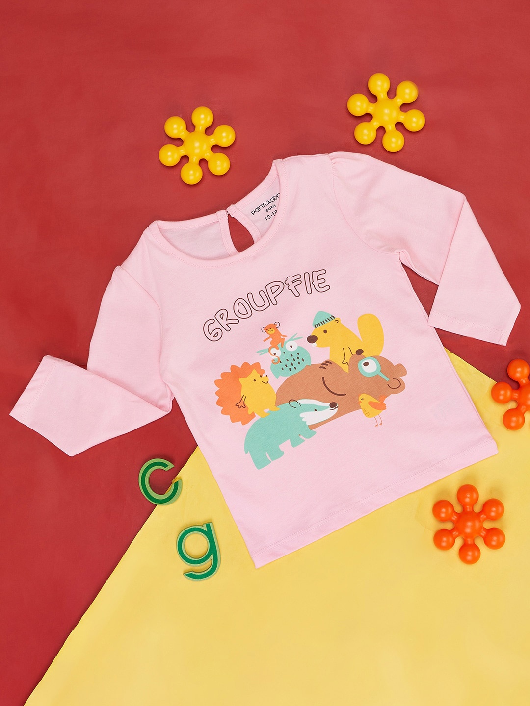 

Pantaloons Baby Infants Girls Graphic Printed Cotton T-Shirt, Pink