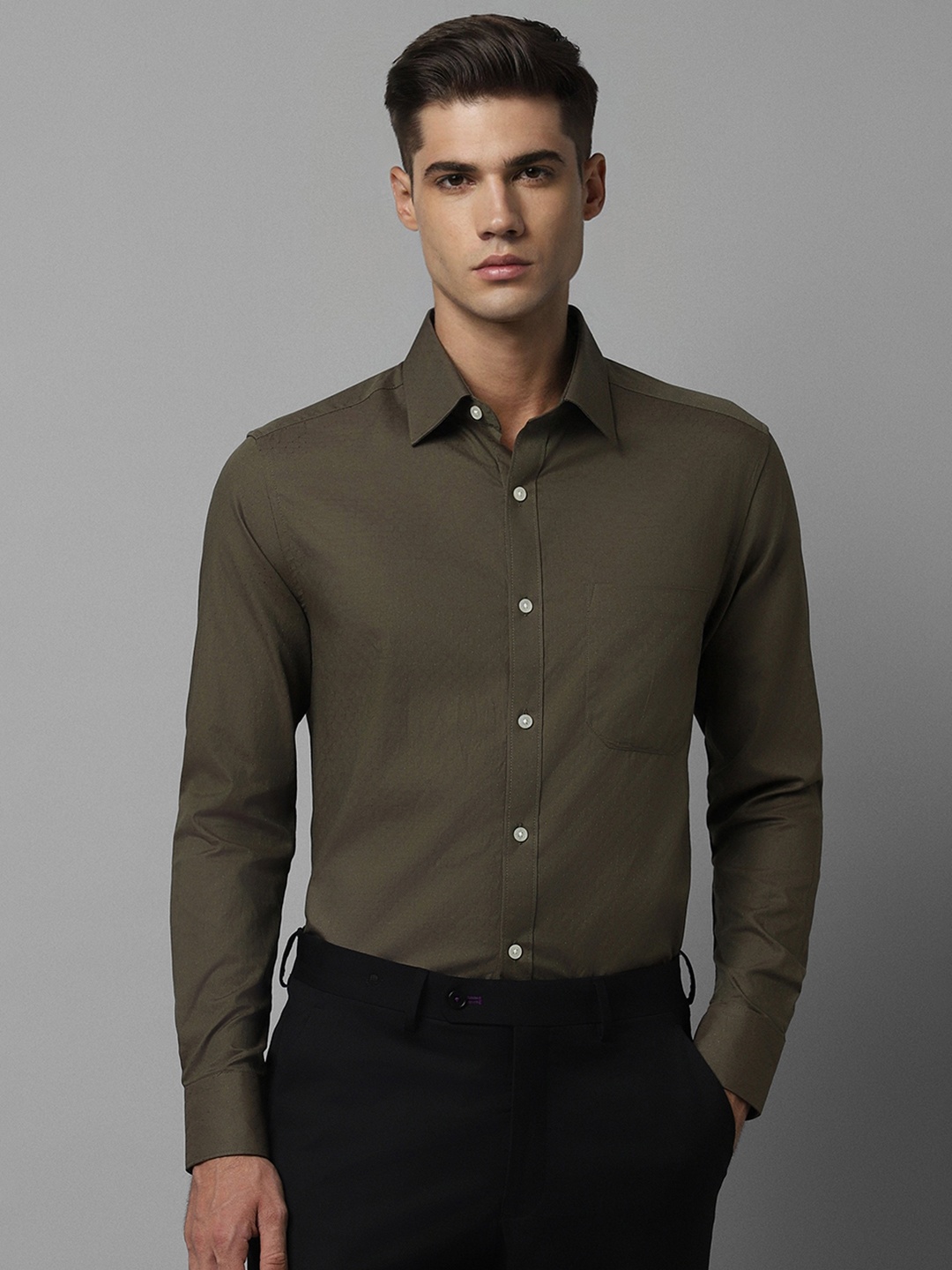 

Louis Philippe Pure Cotton Formal Shirt, Olive