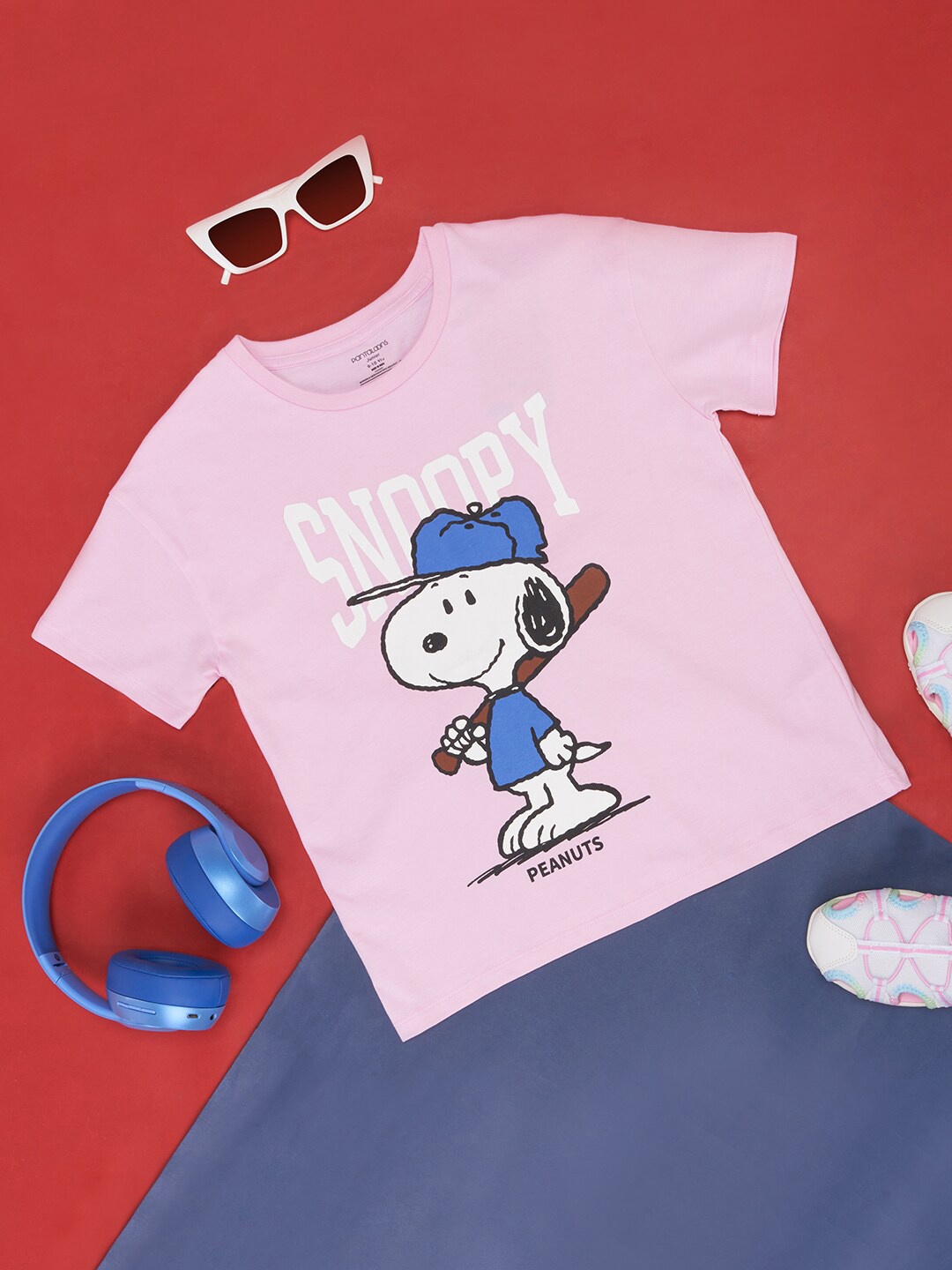 

Pantaloons Junior Girls Snoopy Printed Cotton T-shirt, Pink