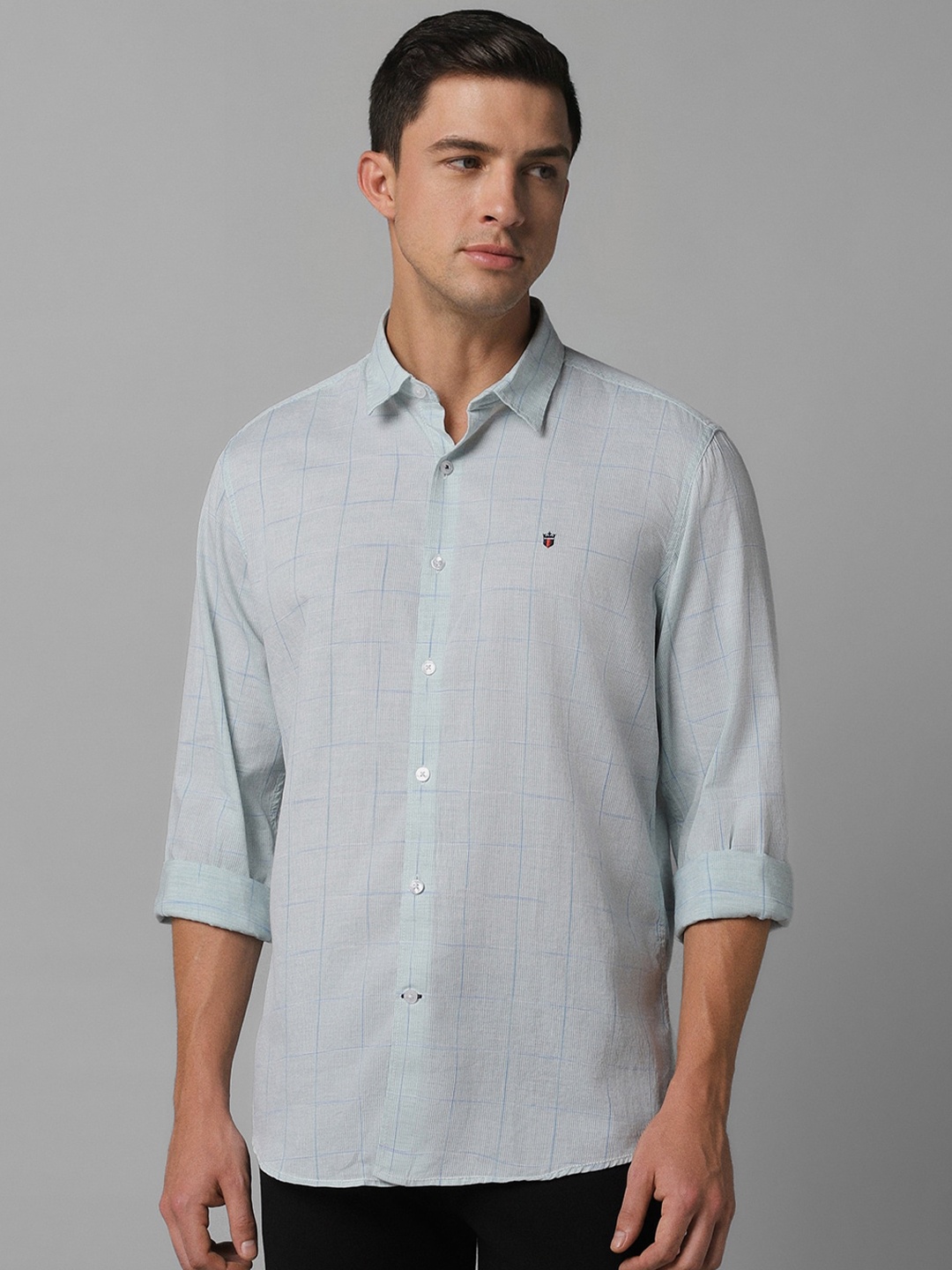 

Louis Philippe Sport Slim Fit Checked Pure Cotton Casual Shirt, Blue