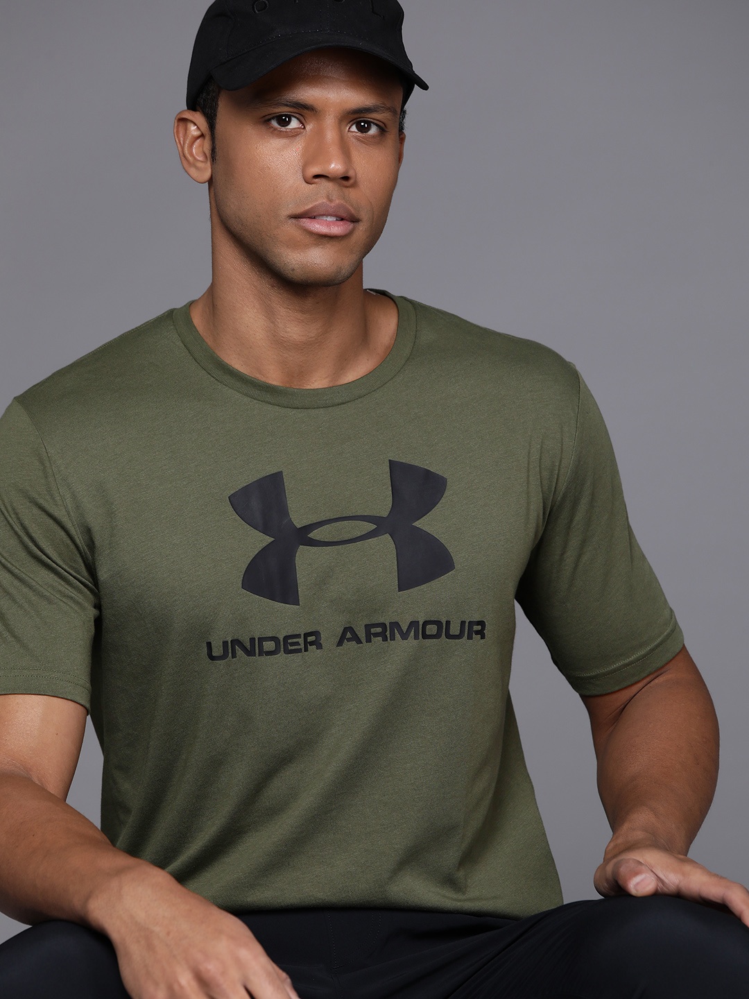 UNDER ARMOUR Brand Logo Printed Loose Fit Sportstyle Logo Training T-shirt, Green