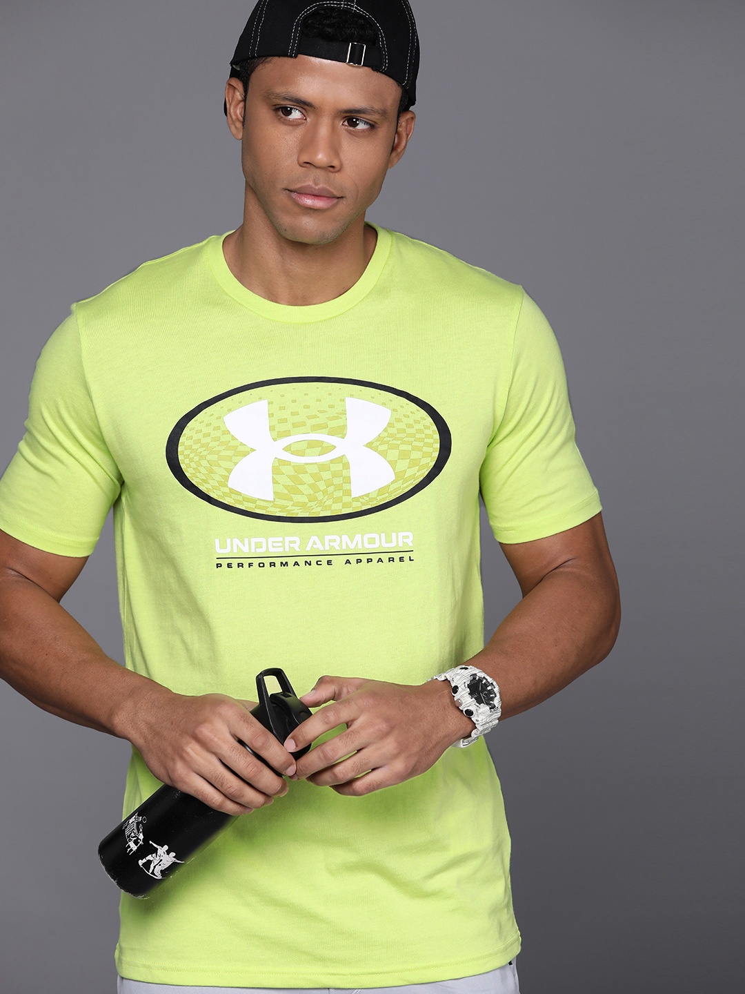 

UNDER ARMOUR Multi-Color LockerTag Short Sleeve Brand Logo Printed Training T-shirt, Yellow