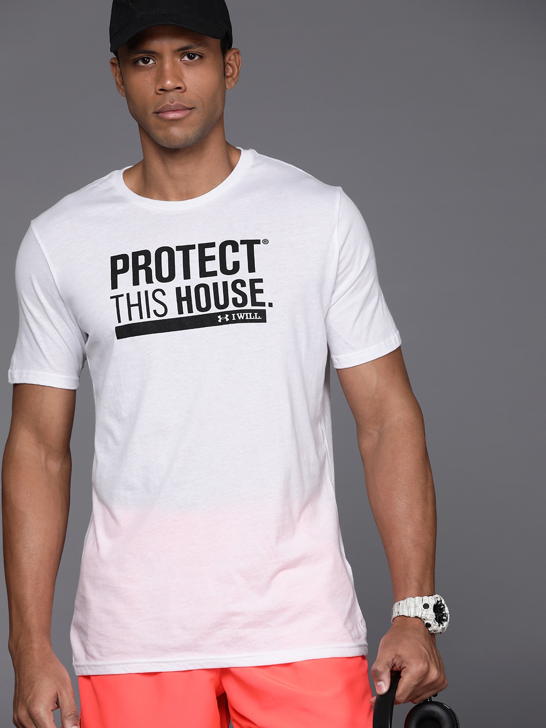 

UNDER ARMOUR Typography Printed Loose Fit Protect This House Training Tshirt, White
