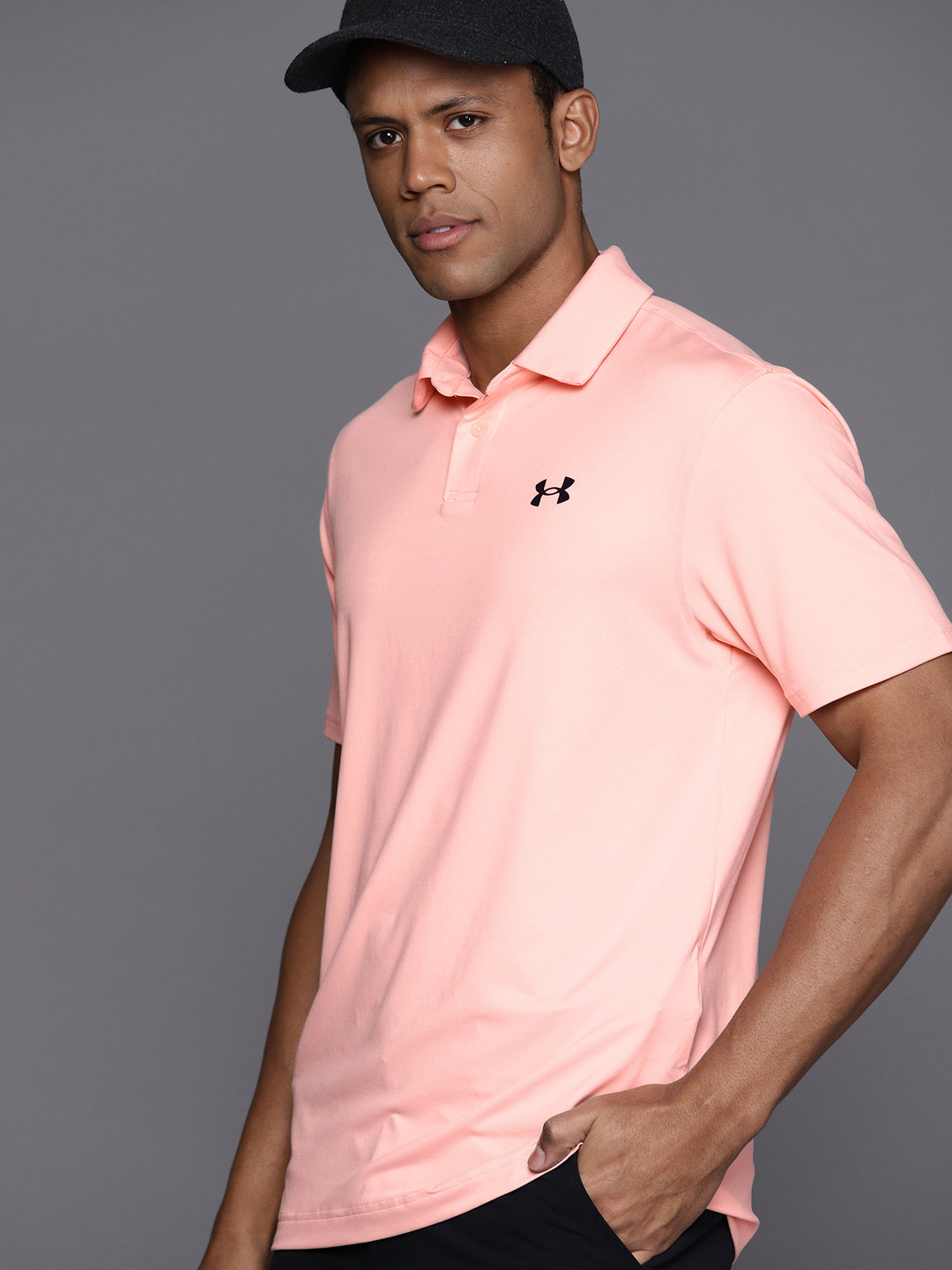 

UNDER ARMOUR Brand Logo Printed Detail Loose Fit T2G Polo Golf T-shirt, Pink