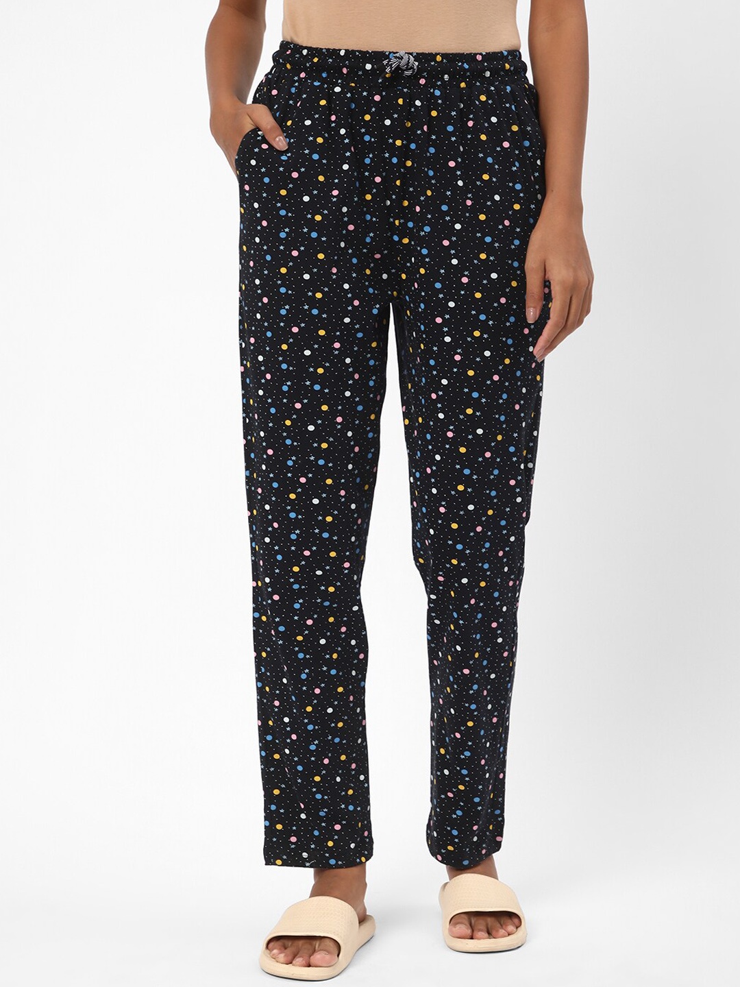 

R&B Women Printed Cotton Lounge Pant, Blue