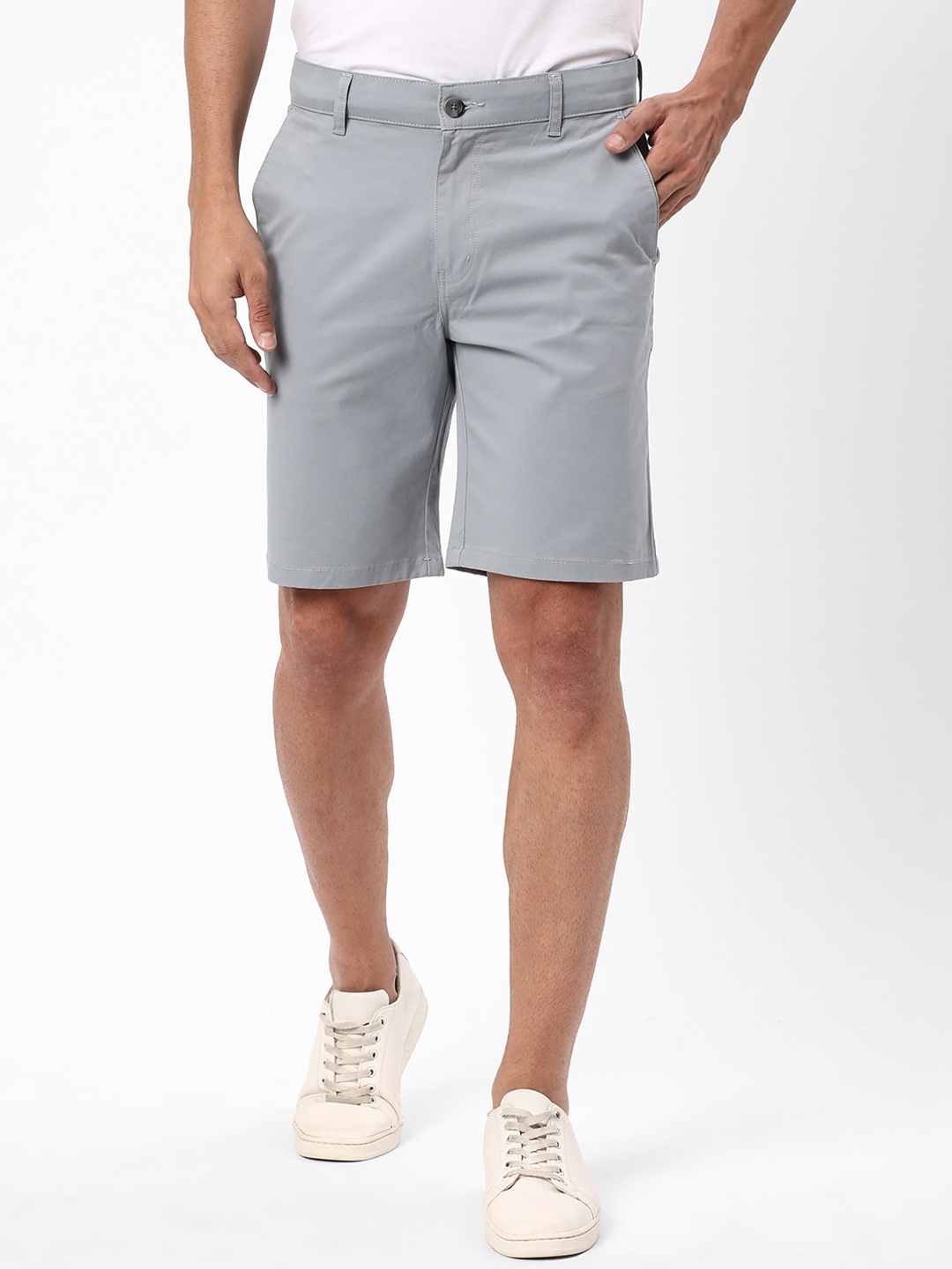 

R&B Men Mid Rise Cotton Shorts, Blue