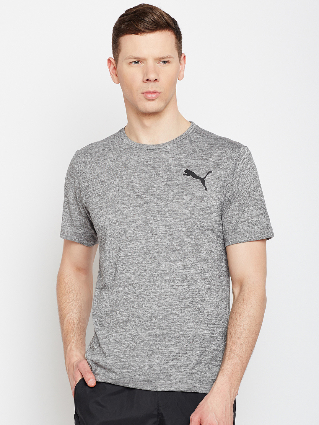 

Puma Men Grey Solid Round Neck T-shirt