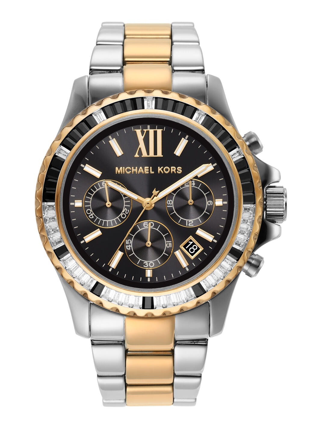 

Michael Kors Women Everest Two Tone Analogue Chronograph Watch MK7209-Multi, Black