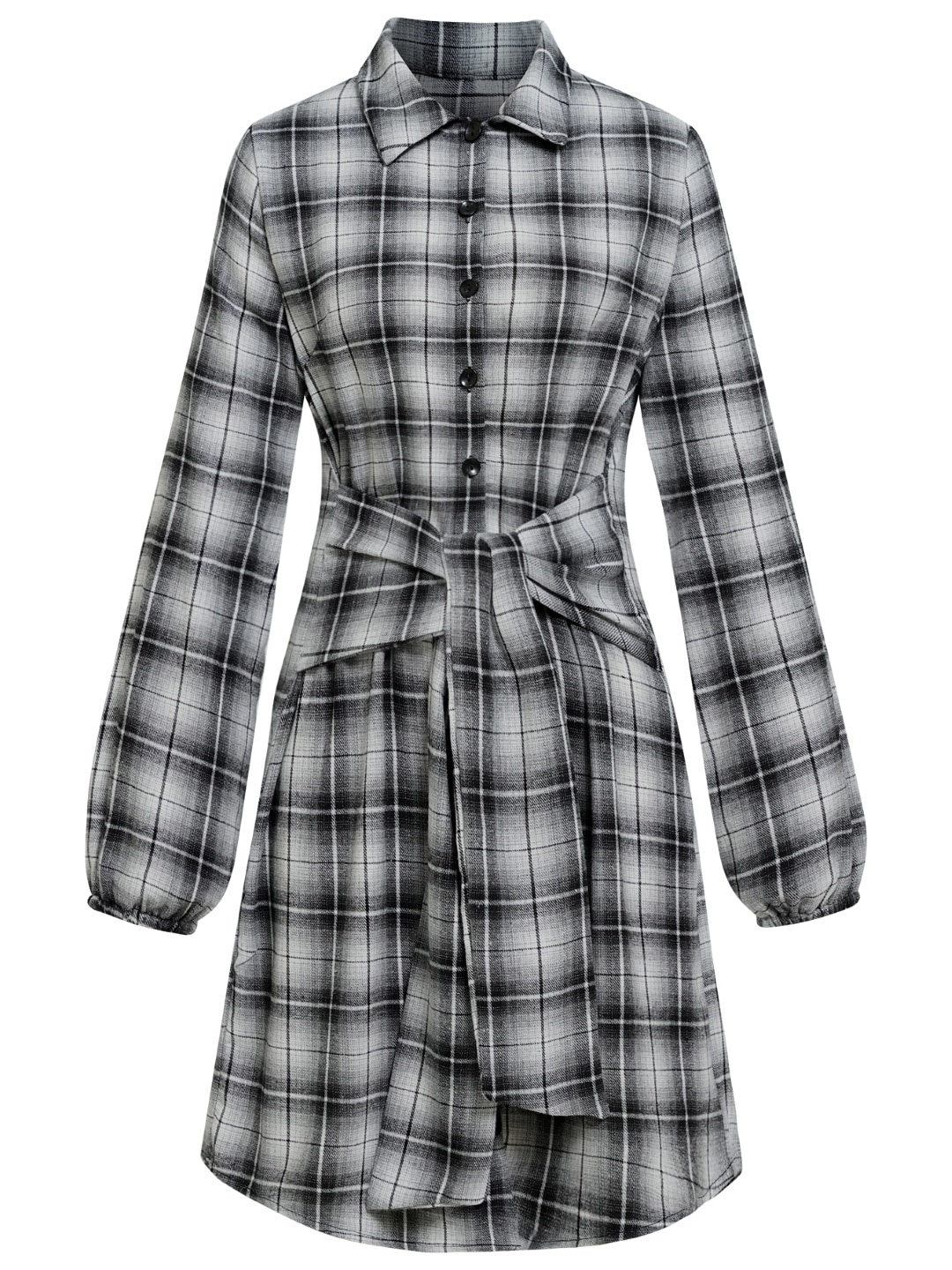 

StyleCast Checked Tie-Ups Shirt Dress, Black