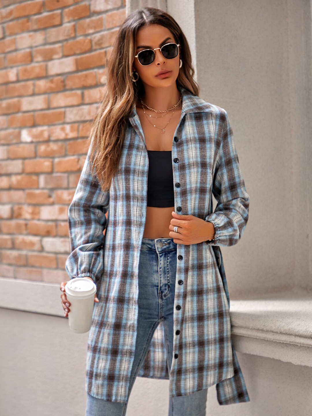 

StyleCast Checked Shirt Dress, Blue