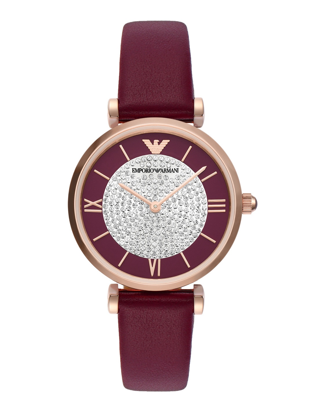 

Emporio Armani Women Embellished Analogue Watch AR11487, Purple