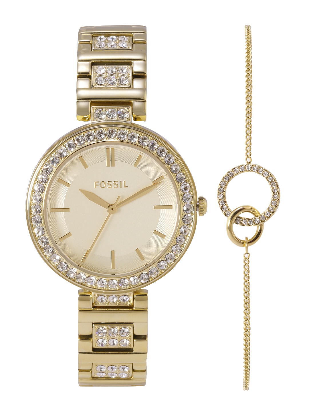 

Fossil Karli Women Bracelet Style Straps Analogue Watch with Bracelet BQ3903SET, Gold