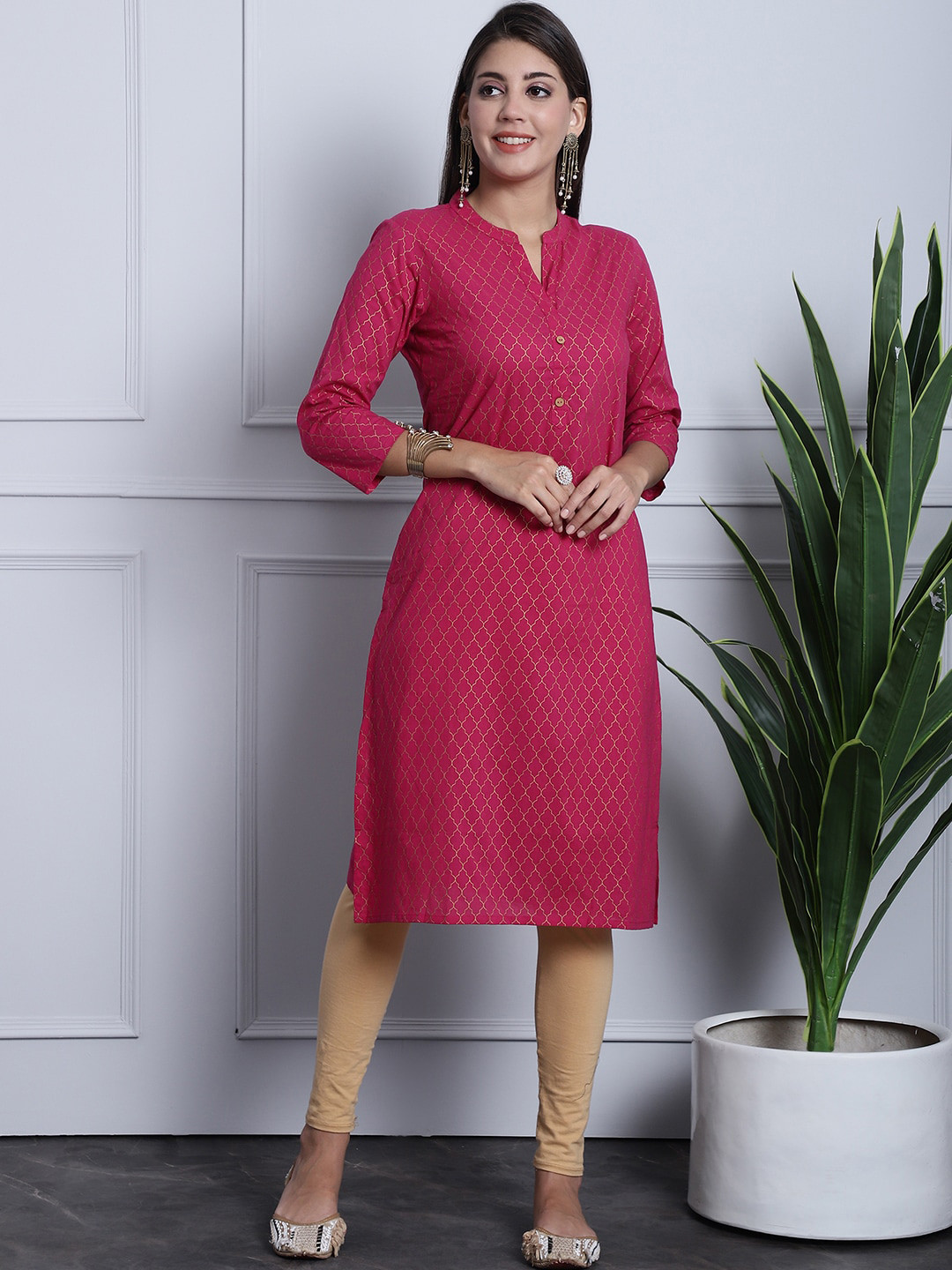

Grancy Geometric Printed Kurta, Pink