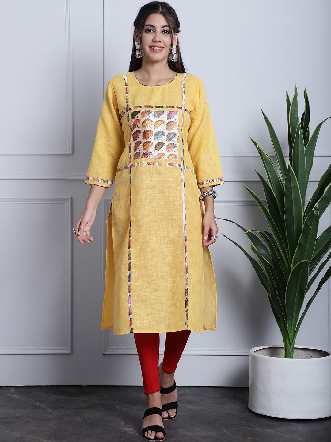 

Grancy Printed Georgette Straight Kurta, Yellow