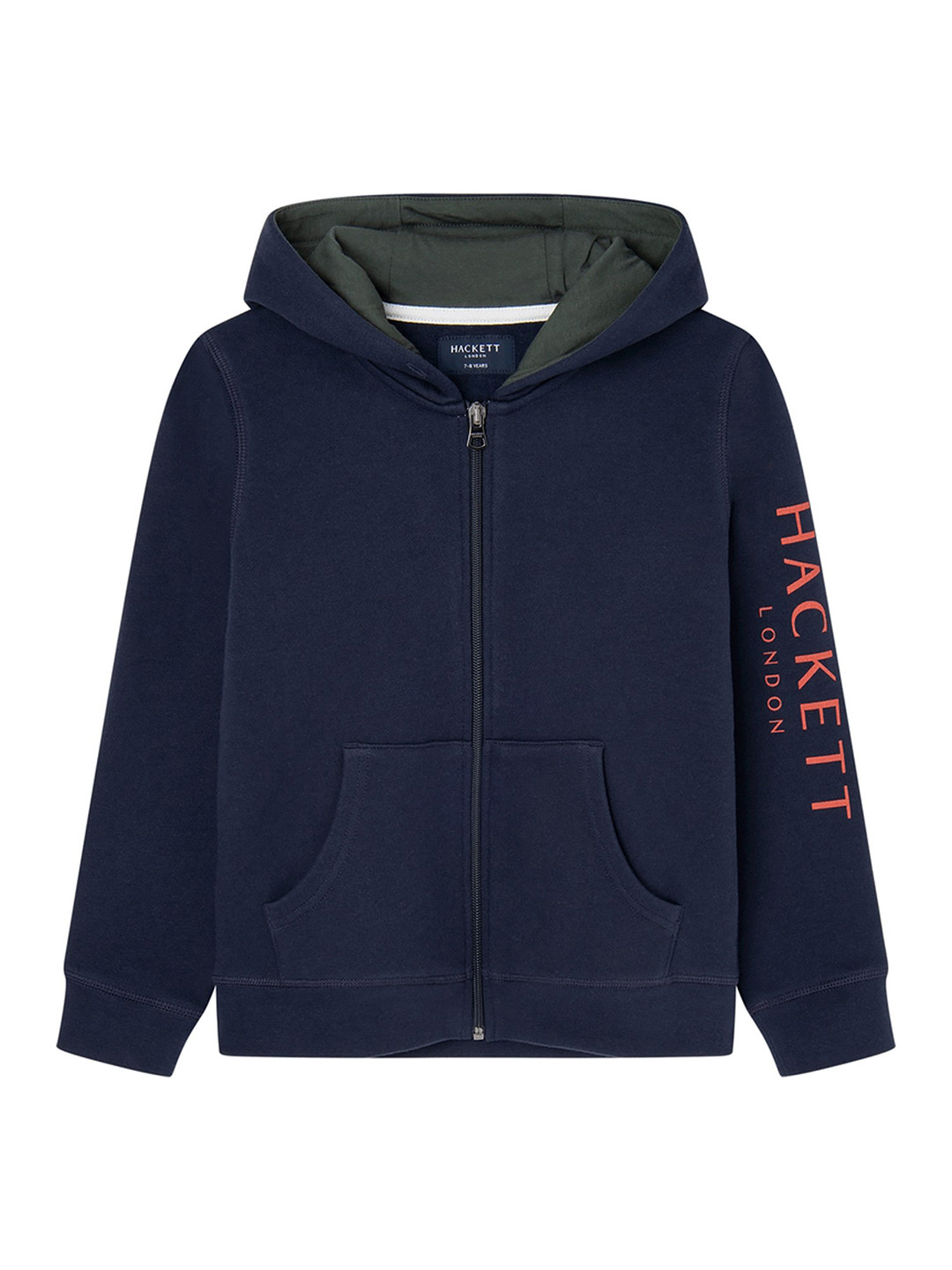 

HACKETT LONDON Boys Brand Name Printed Hooded Pure Cotton Sweatshirt, Navy blue