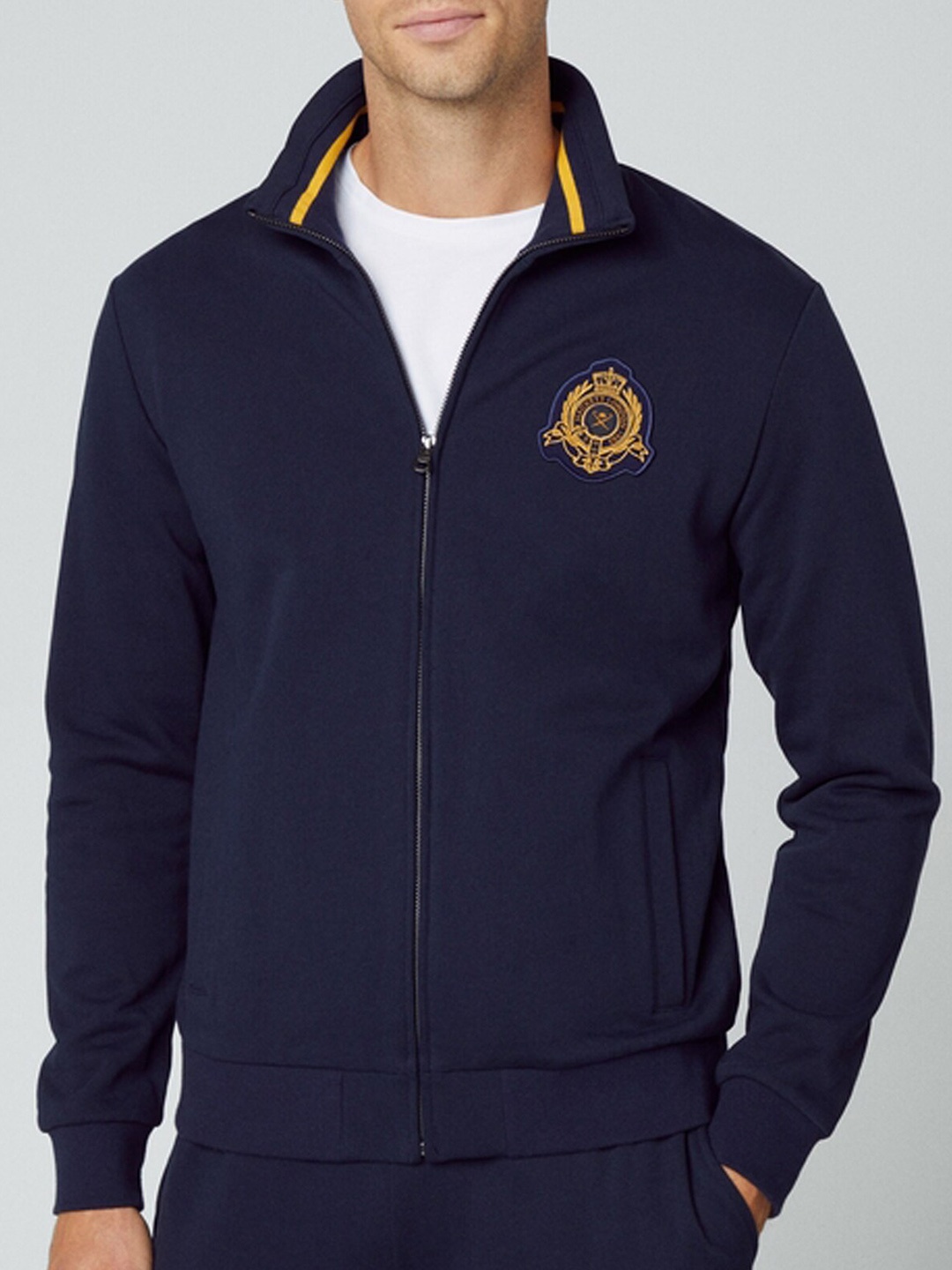 

HACKETT LONDON Mock Collar Long Sleeves Pure Cotton Sweatshirt, Navy blue