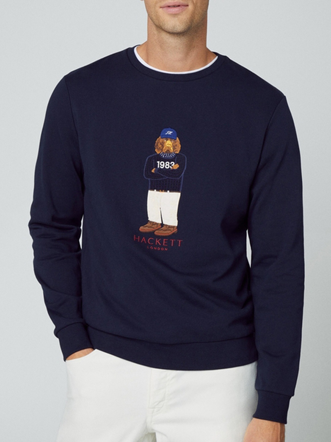 

HACKETT LONDON Graphic Printed Pure Cotton Pullover Sweatshirt, Navy blue