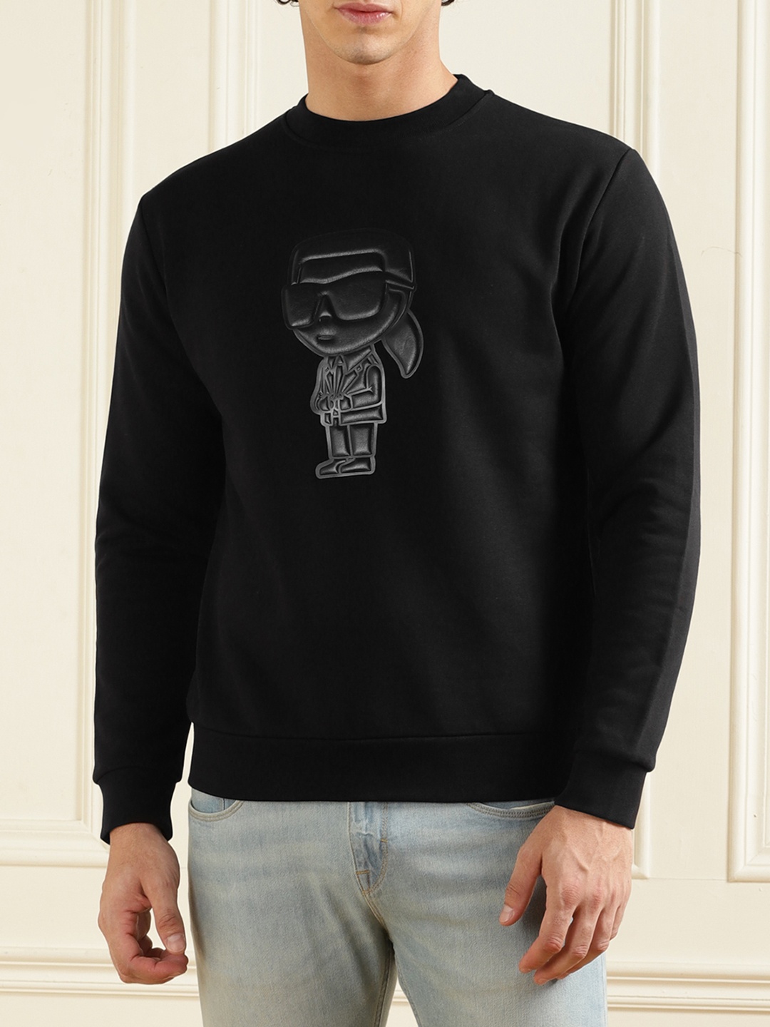 

Karl Lagerfeld Graphic Printed Round Neck Pullover Sweatshirt, Black