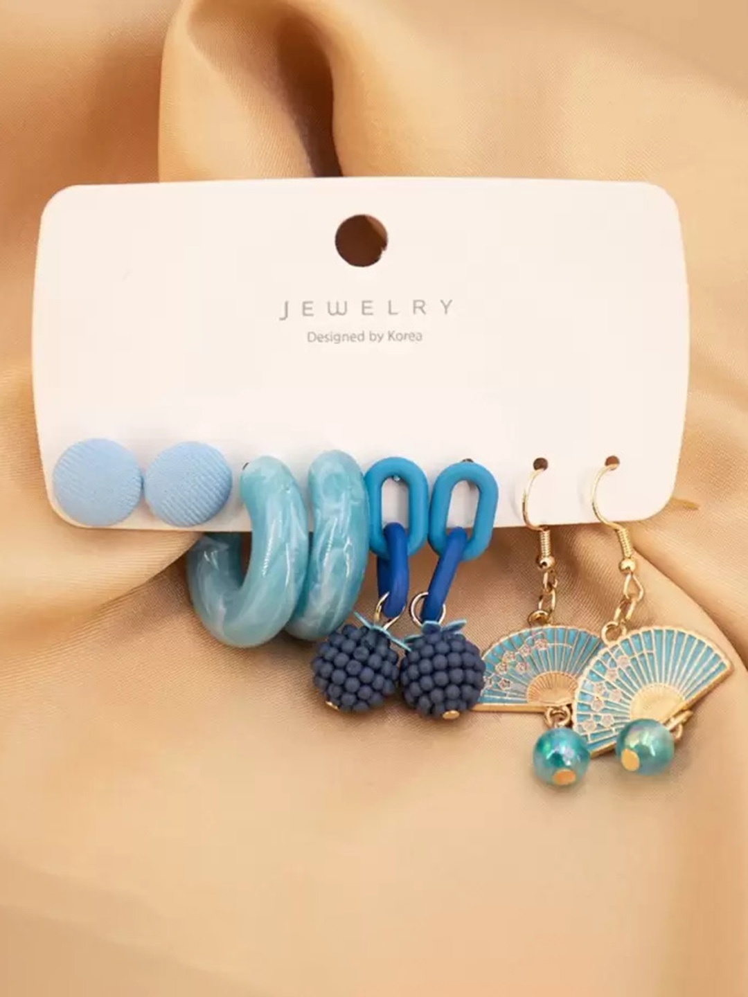 

KRYSTALZ Set of 4 Contemporary Drop Earrings, Blue