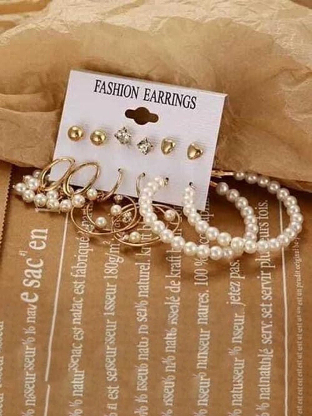 

KRYSTALZ Set Of 6 Gold-Plated Circular Hoop Earrings