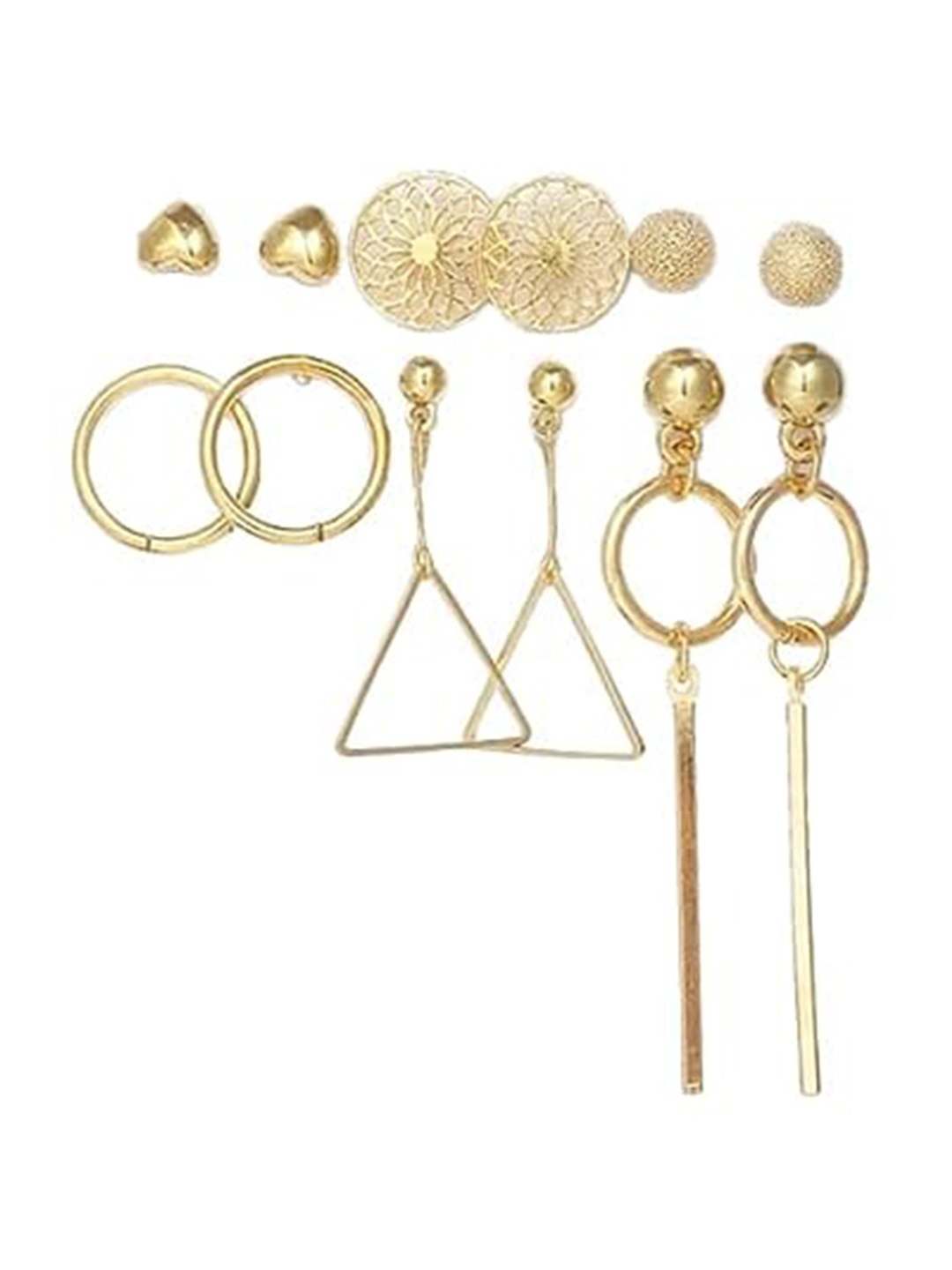 

KRYSTALZ Set Of 6 Gold-Plated Earrings