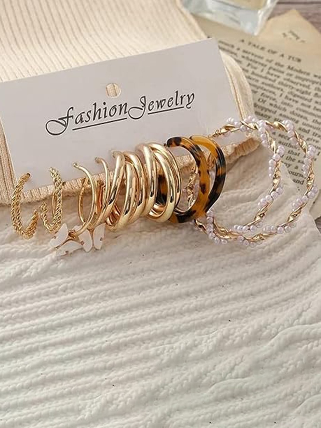 

KRYSTALZ Set of 5 Gold-Plated Stainless Steel Circular Hoop Earrings