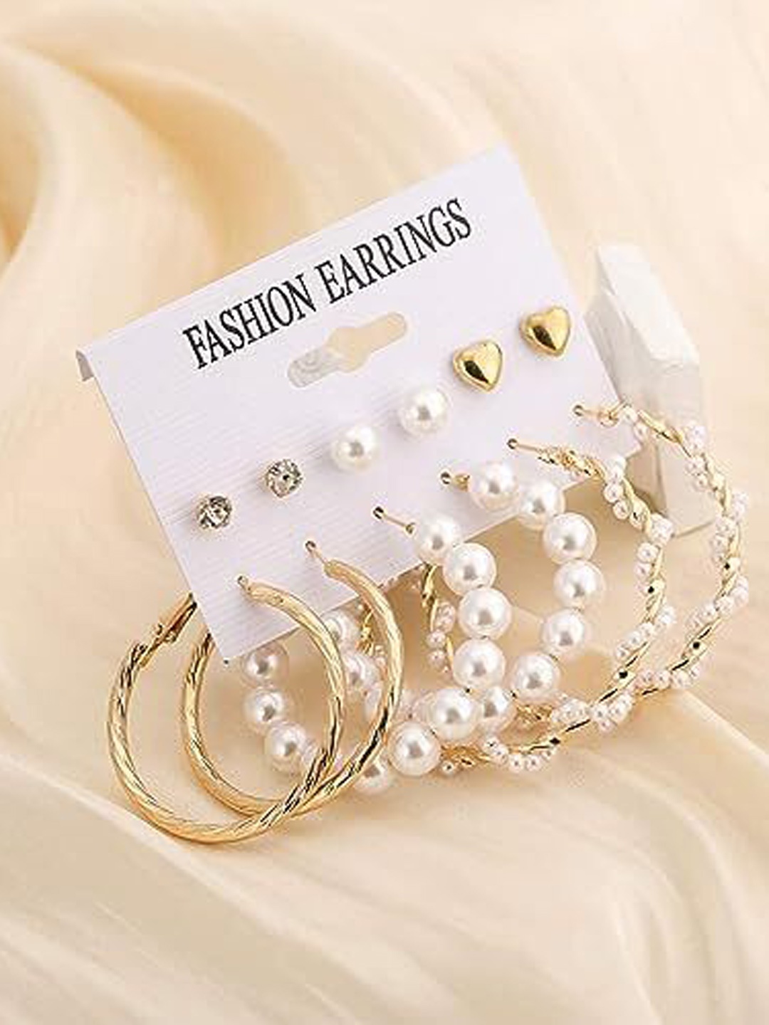 

KRYSTALZ Set Of 6 Gold-Plated Circular Hoop Earrings