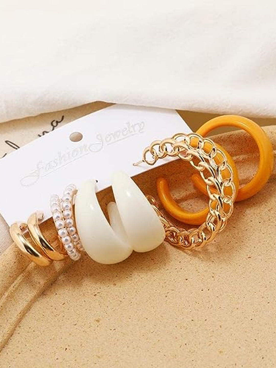 

KRYSTALZ Set Of 5 Gold-Plated Circular Hoop Earrings