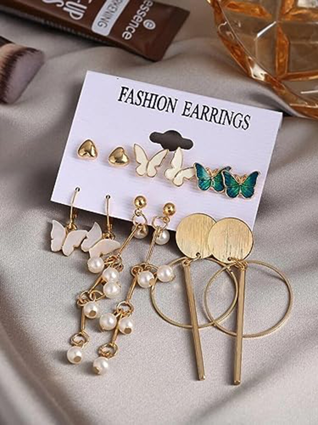 

KRYSTALZ Set of 6 Gold-Plated Stainless Steel Contemporary Drop Earrings