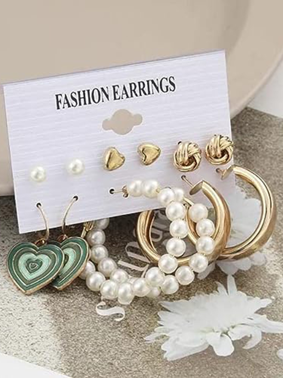 

KRYSTALZ Set Of 6 Gold-Plated Earrings