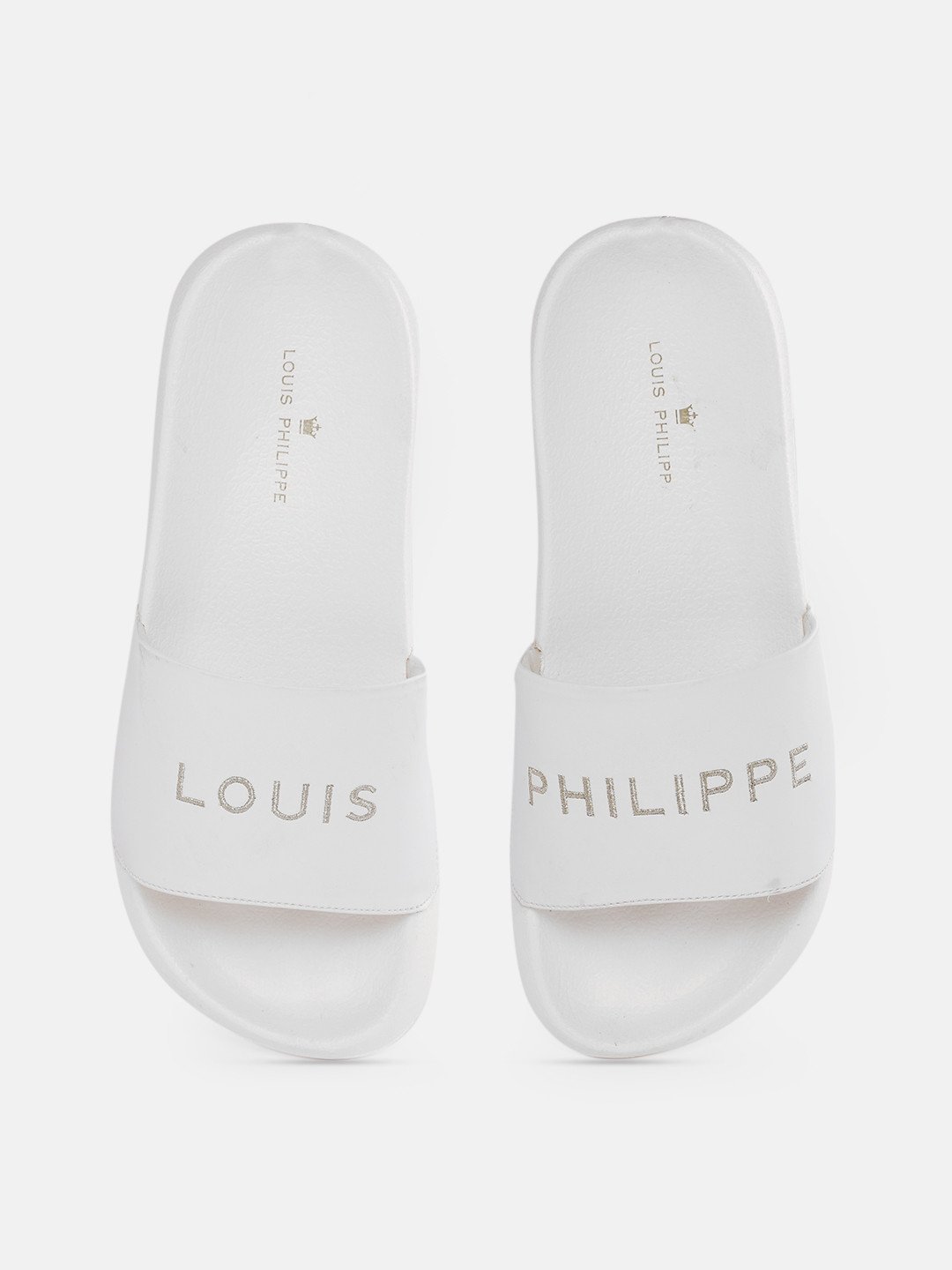 

Louis Philippe Men Brand Logo Printed Sliders, White