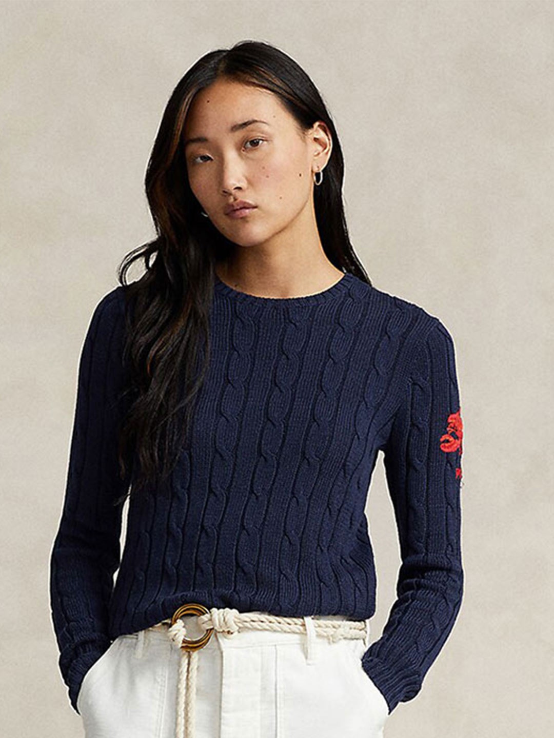 

Polo Ralph Lauren Cotton Cable Knit Pullover Sweater, Navy blue