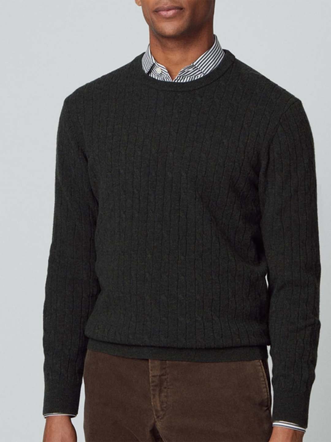 

HACKETT LONDON Cable Knit Woollen Pullover, Green