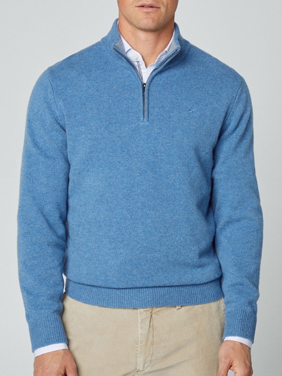 

HACKETT LONDON Turtle Neck Woollen Half Zipper Pullover Sweater, Blue