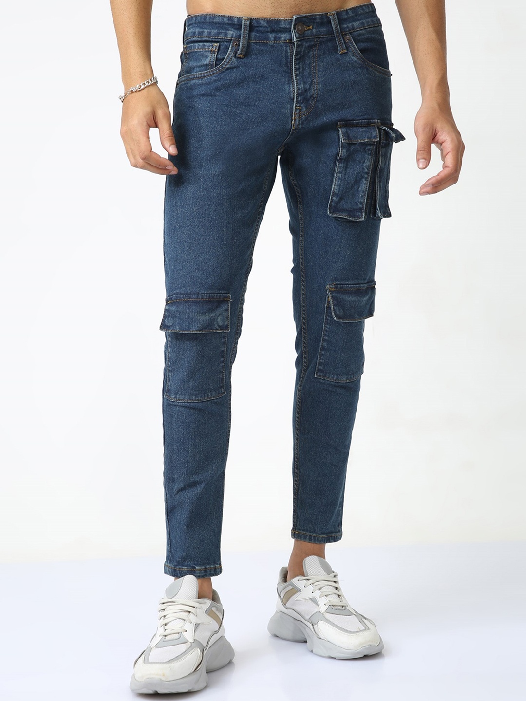

BADMAASH Men Mid-Raise Clean Look Slim Fit Non-Stretchable Jeans, Blue